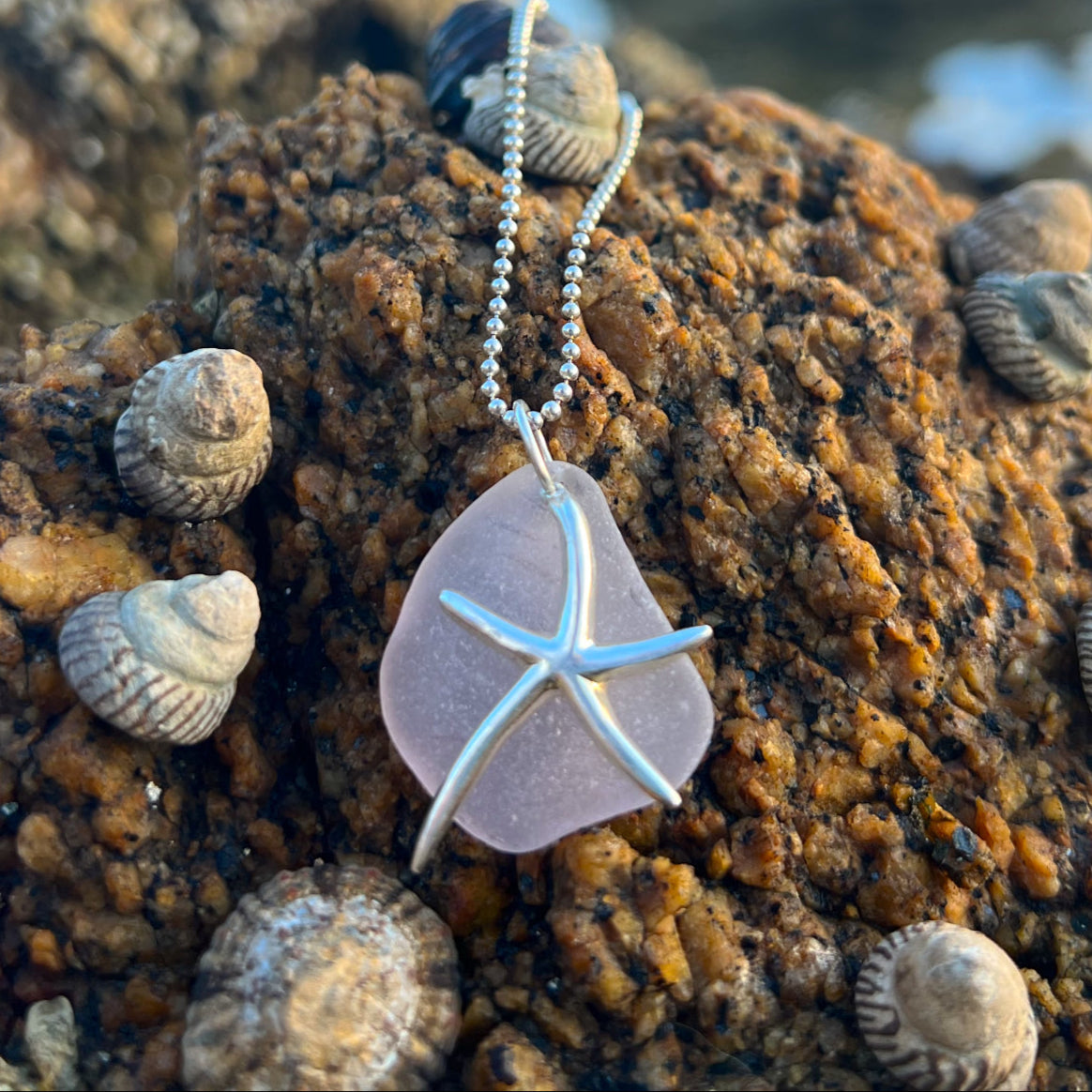 Purple sea glass sea star pendant by Mornington Sea Glass
