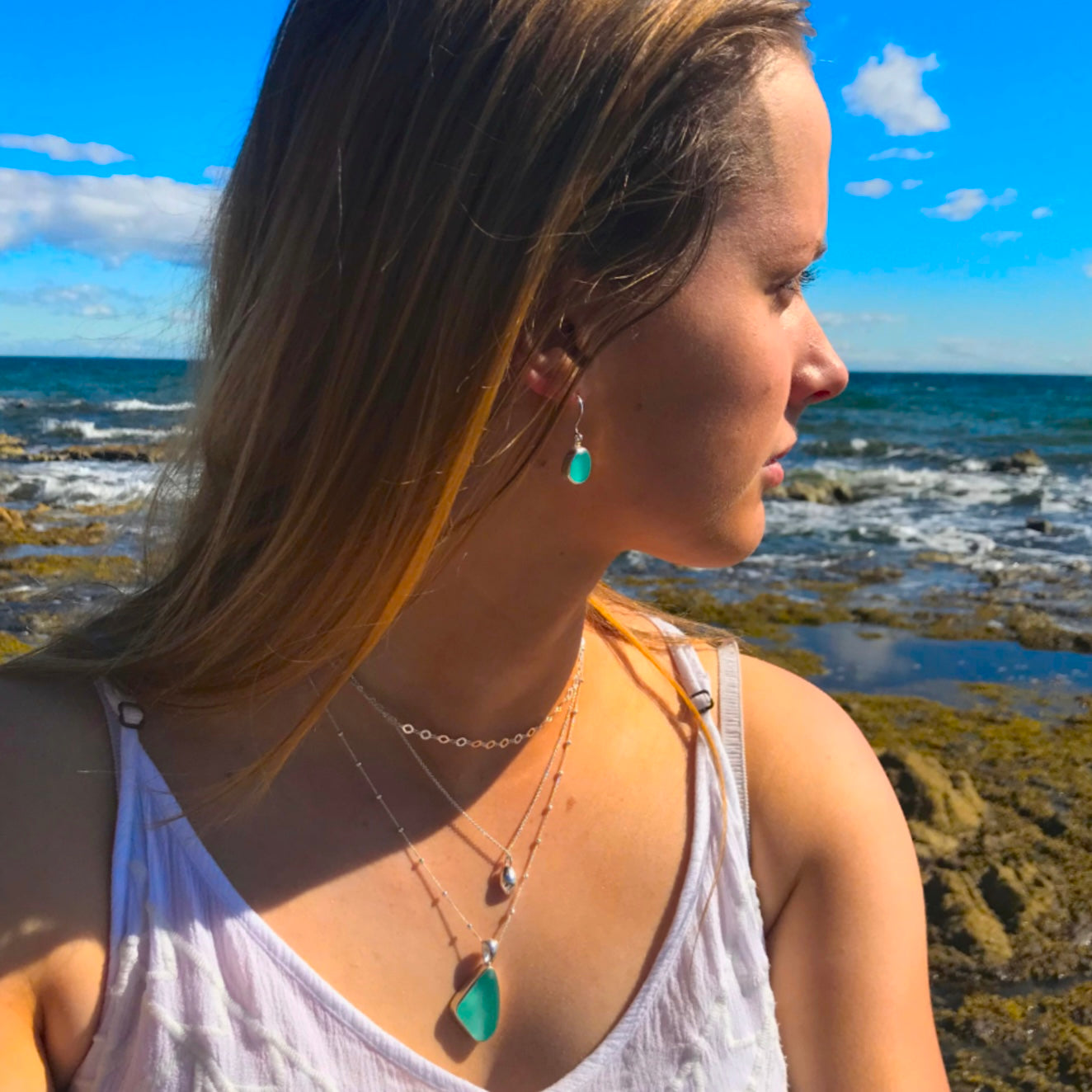 Seafoam Gem Pendant Necklace