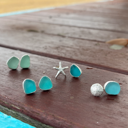 Mermaid Stud Earrings- Soft Green