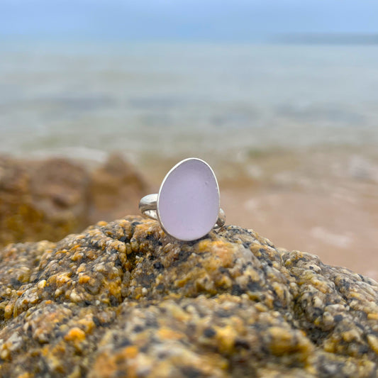 Purple sea glass ring Size 7 3/4 by Mornington Sea Glass