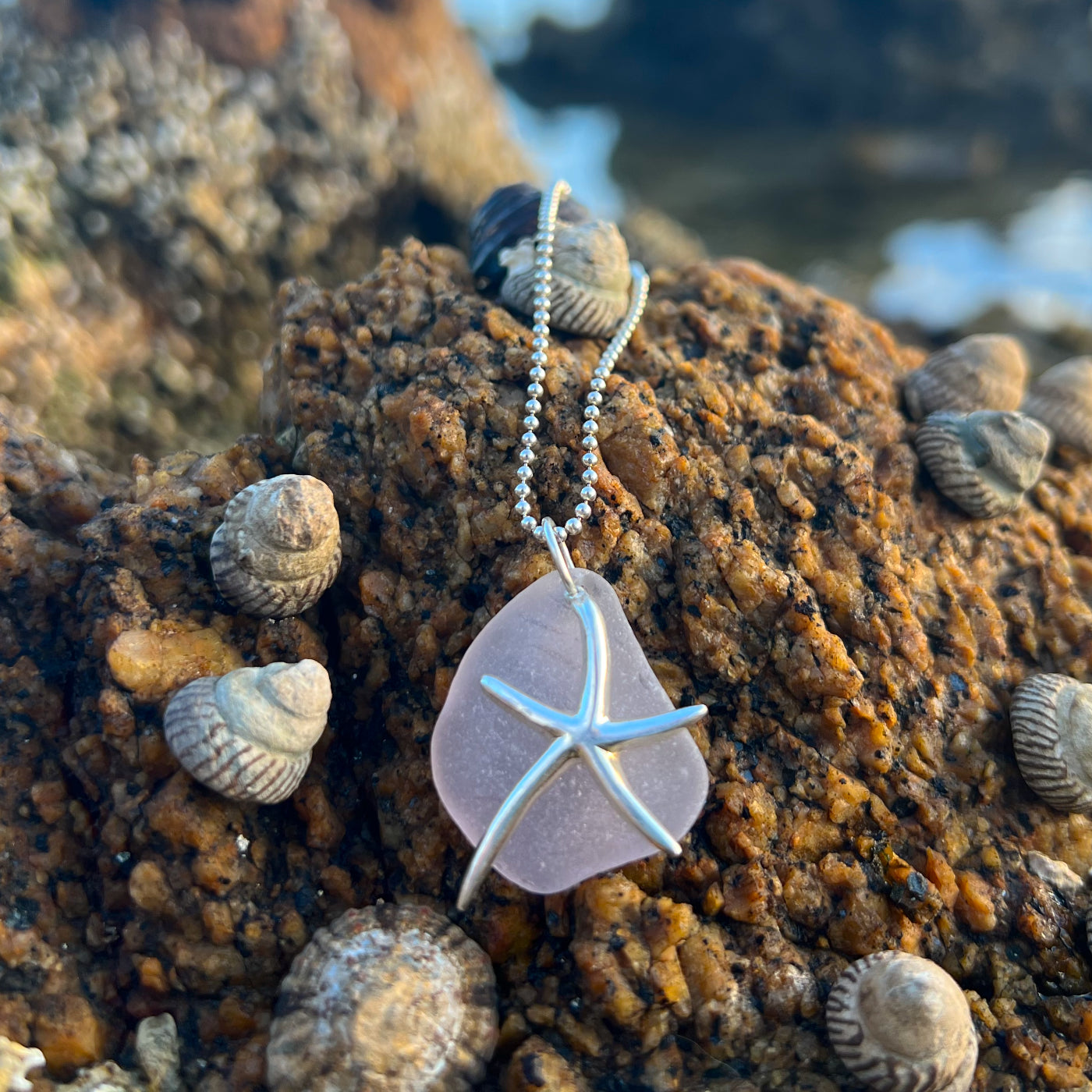 Purple sea glass sea star pendant by Mornington Sea Glass
