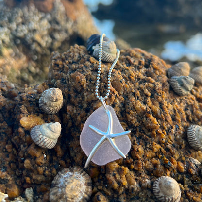 Purple sea glass sea star pendant by Mornington Sea Glass