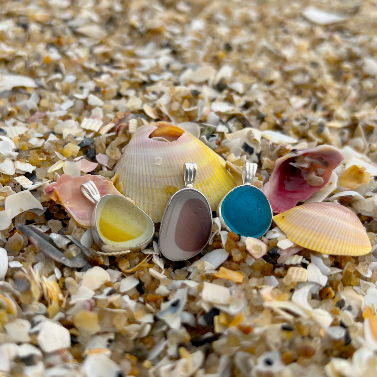 Rare multi colour sea glass from England set in silver. Come with a 40 or 45cm sterling silver chain. Pendant necklace by Mornington Sea Glass