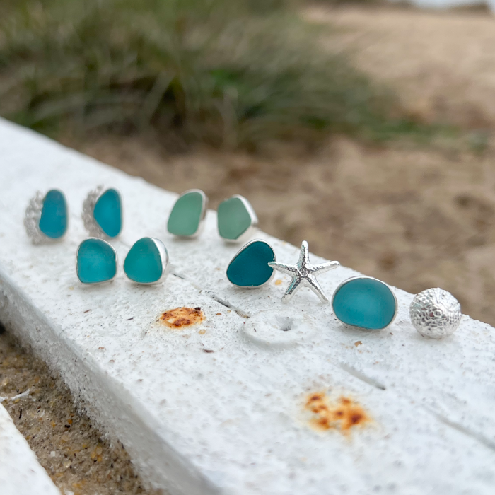 Sea glass stud earrings by Mornington Sea Glass